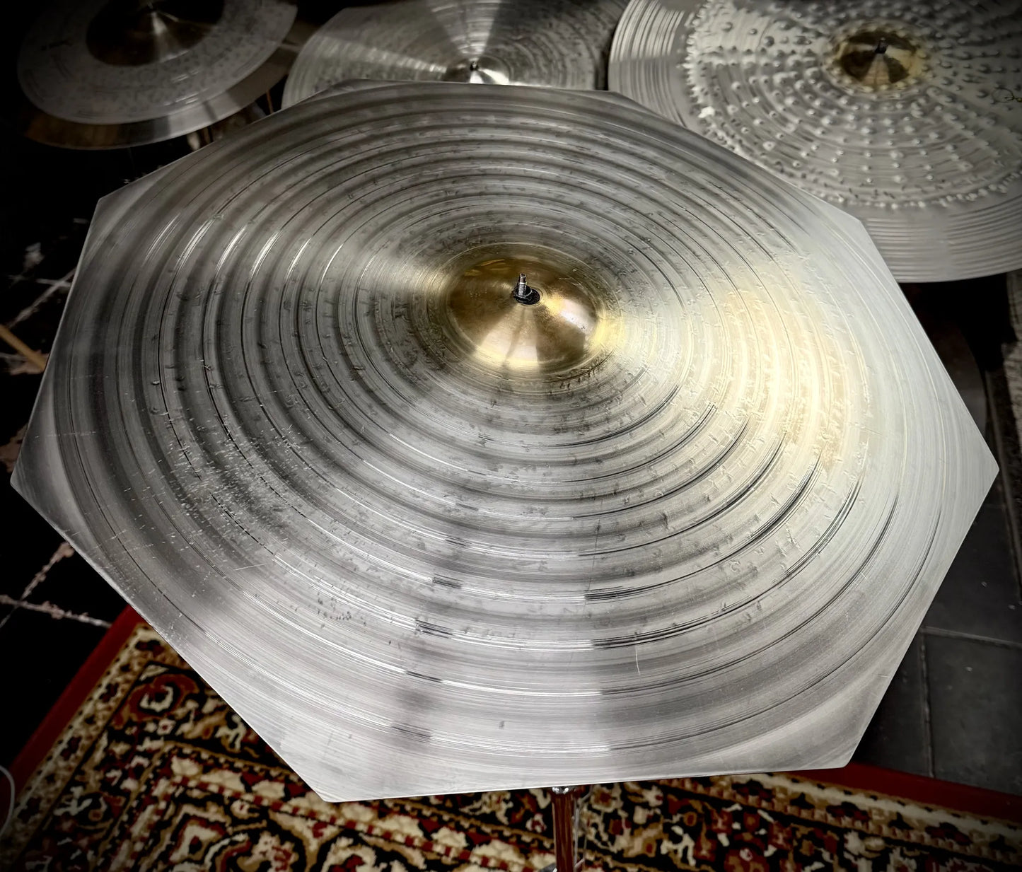 22 inch octagon ride cymbal gold bell titanium handmade Kmicic dry versatile