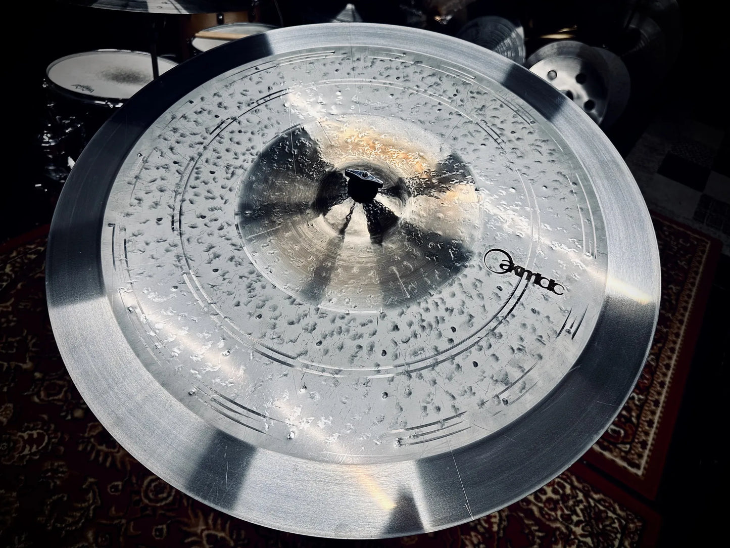 24 inch ride cymbal titanium handmade Kmicic Timekeeper gold details loud band groove