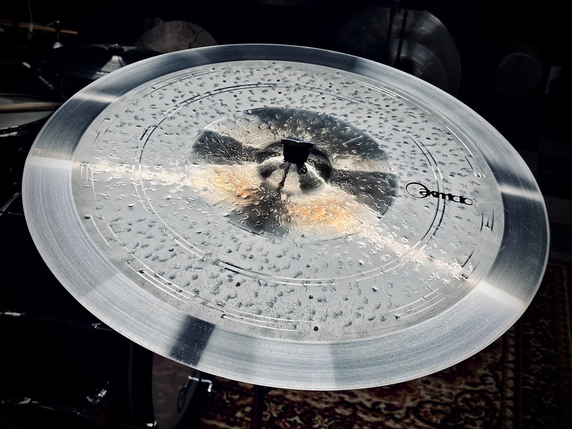 24 inch ride cymbal titanium handmade Kmicic Timekeeper gold details loud band groove