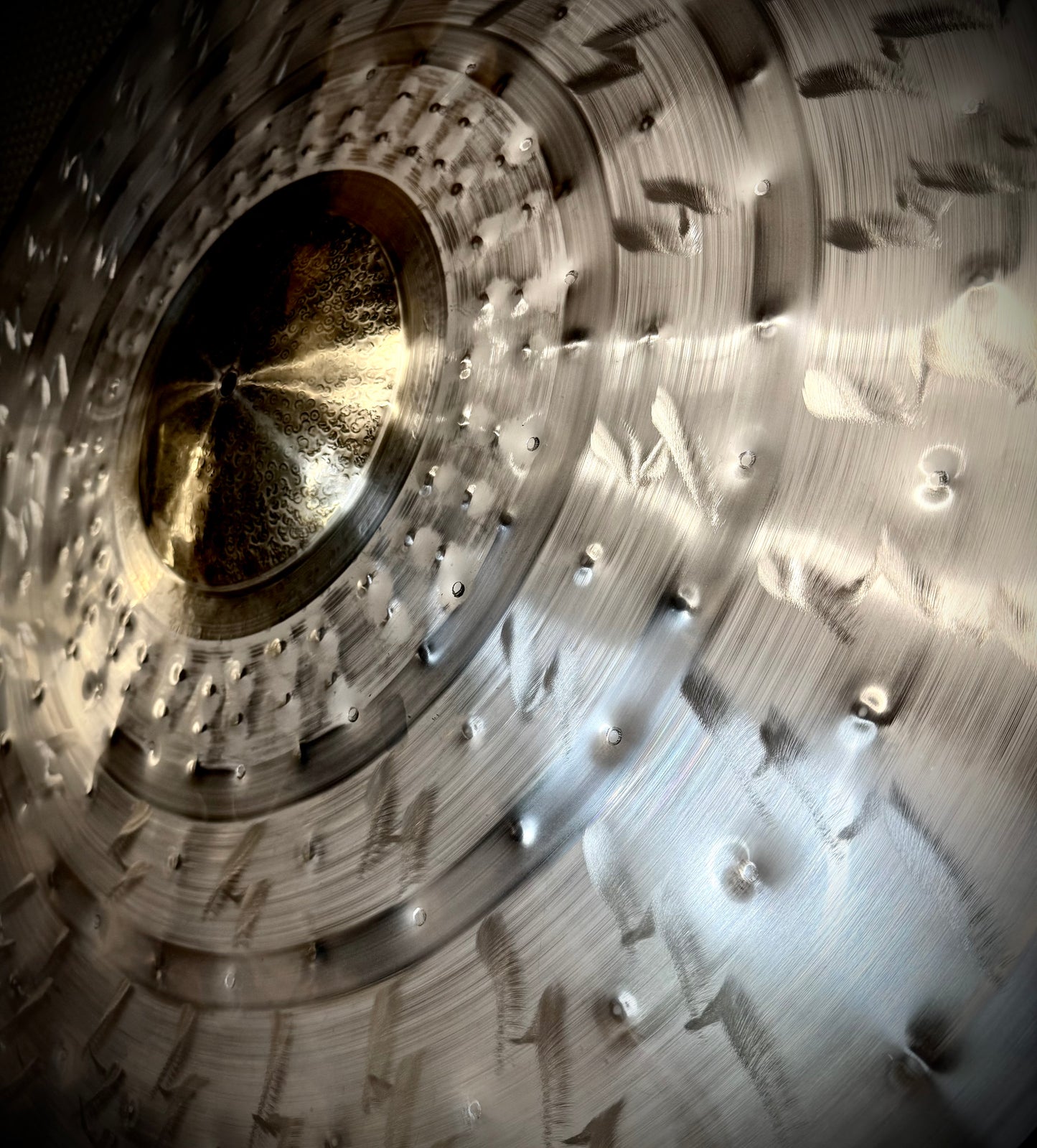 40 inch Zeus Custom Ride cymbal titanium handmade Kmicic 9 inch gold bell lightning finish massive ride