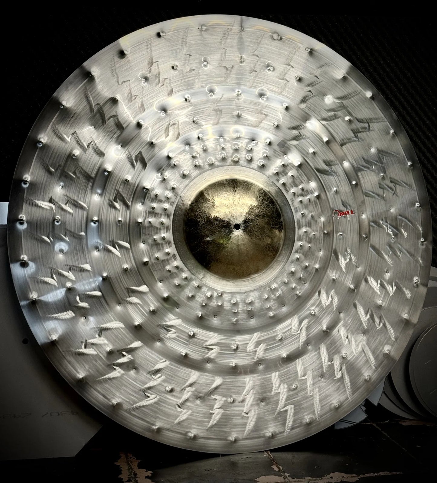 40 inch Zeus Custom Ride cymbal titanium handmade Kmicic 9 inch gold bell lightning finish massive ride