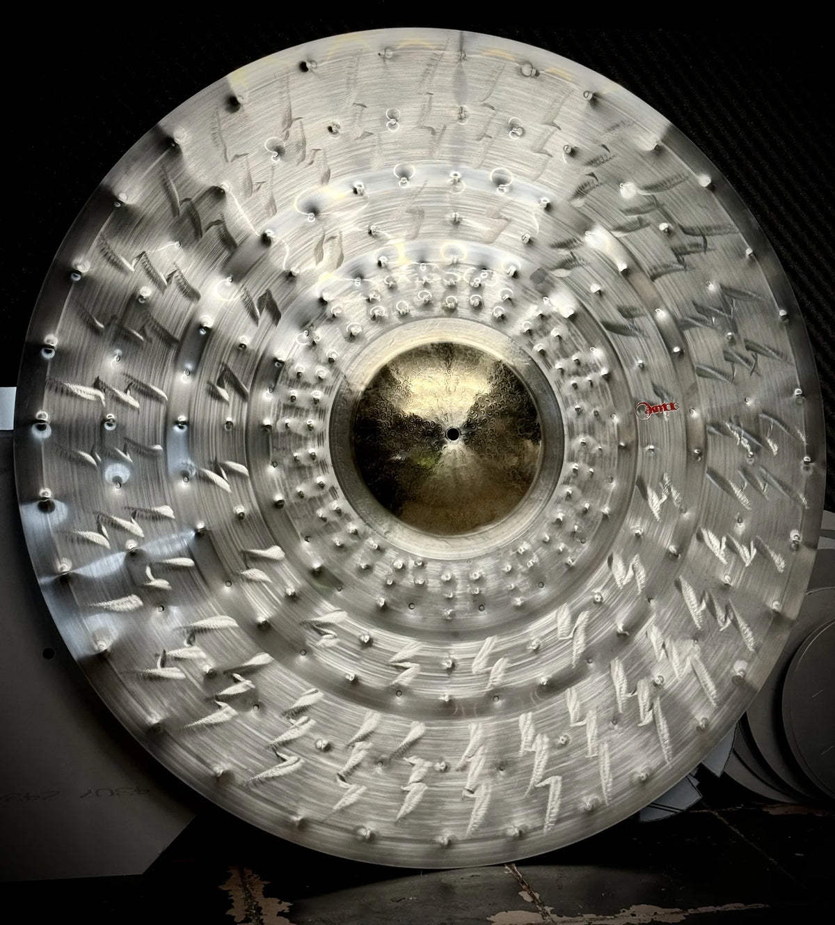 40 inch Zeus Custom Ride cymbal titanium handmade Kmicic 9 inch gold bell lightning finish massive ride