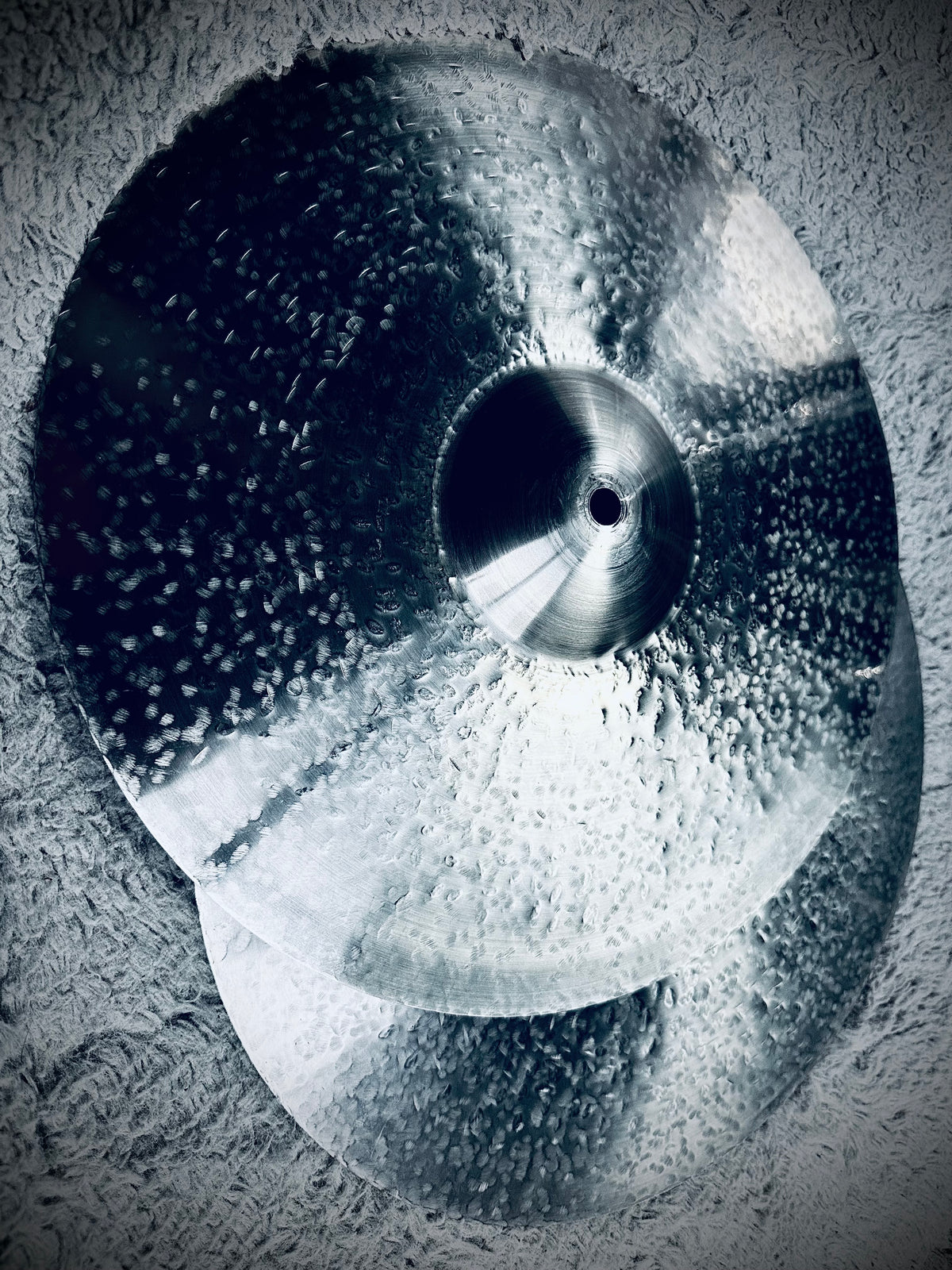 13" Texture Silver Hi-Hat Cymbals – Titanium Handmade