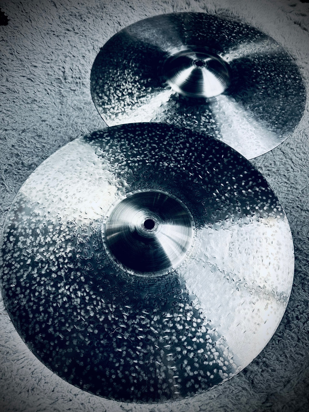 13 inch hi hat cymbals titanium handmade Kmicic Texture Silver dense hammering modern articulation