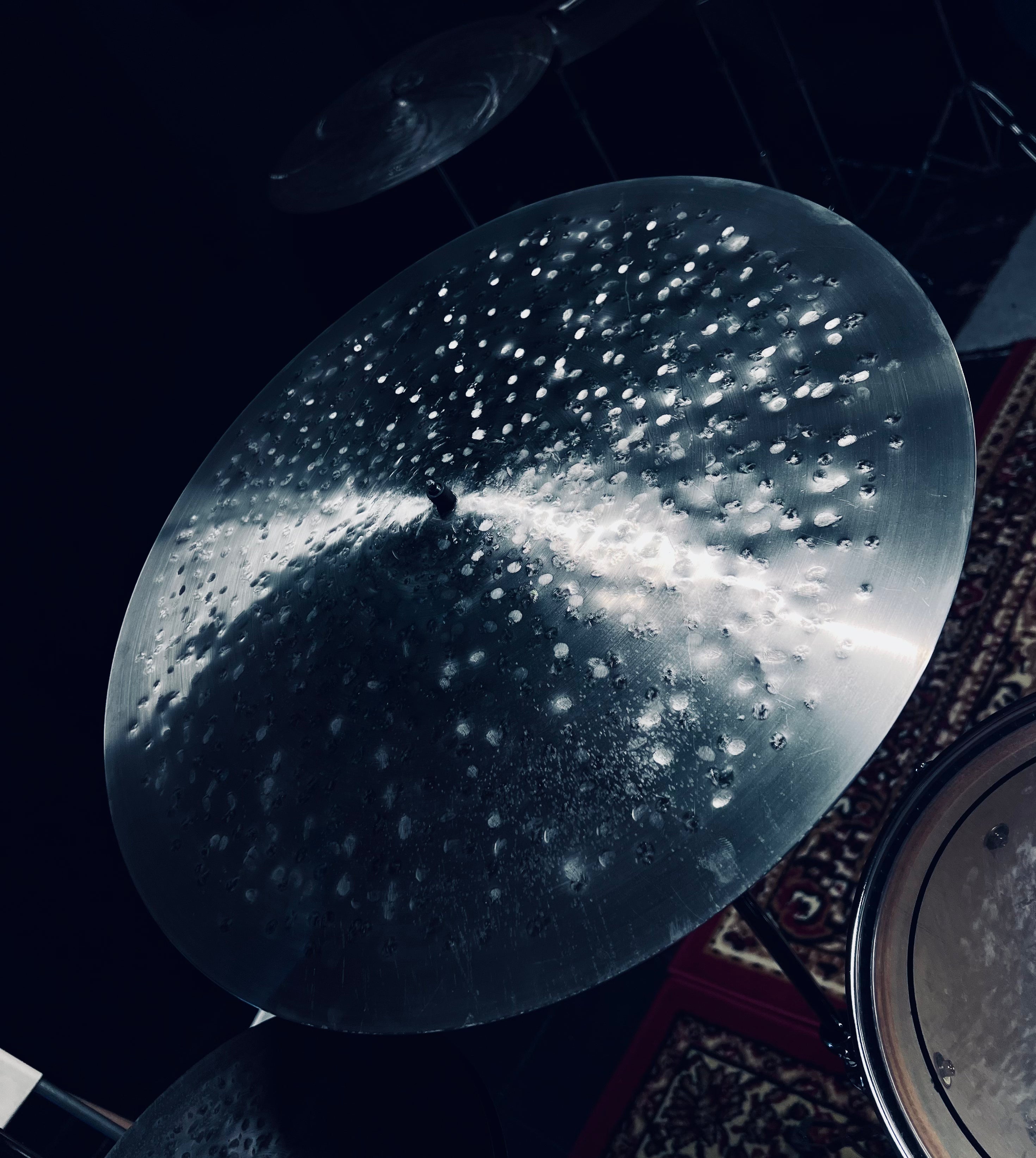21 inch flat ride cymbal titanium handmade Kmicic Sparkling Dot unique hammering pattern
