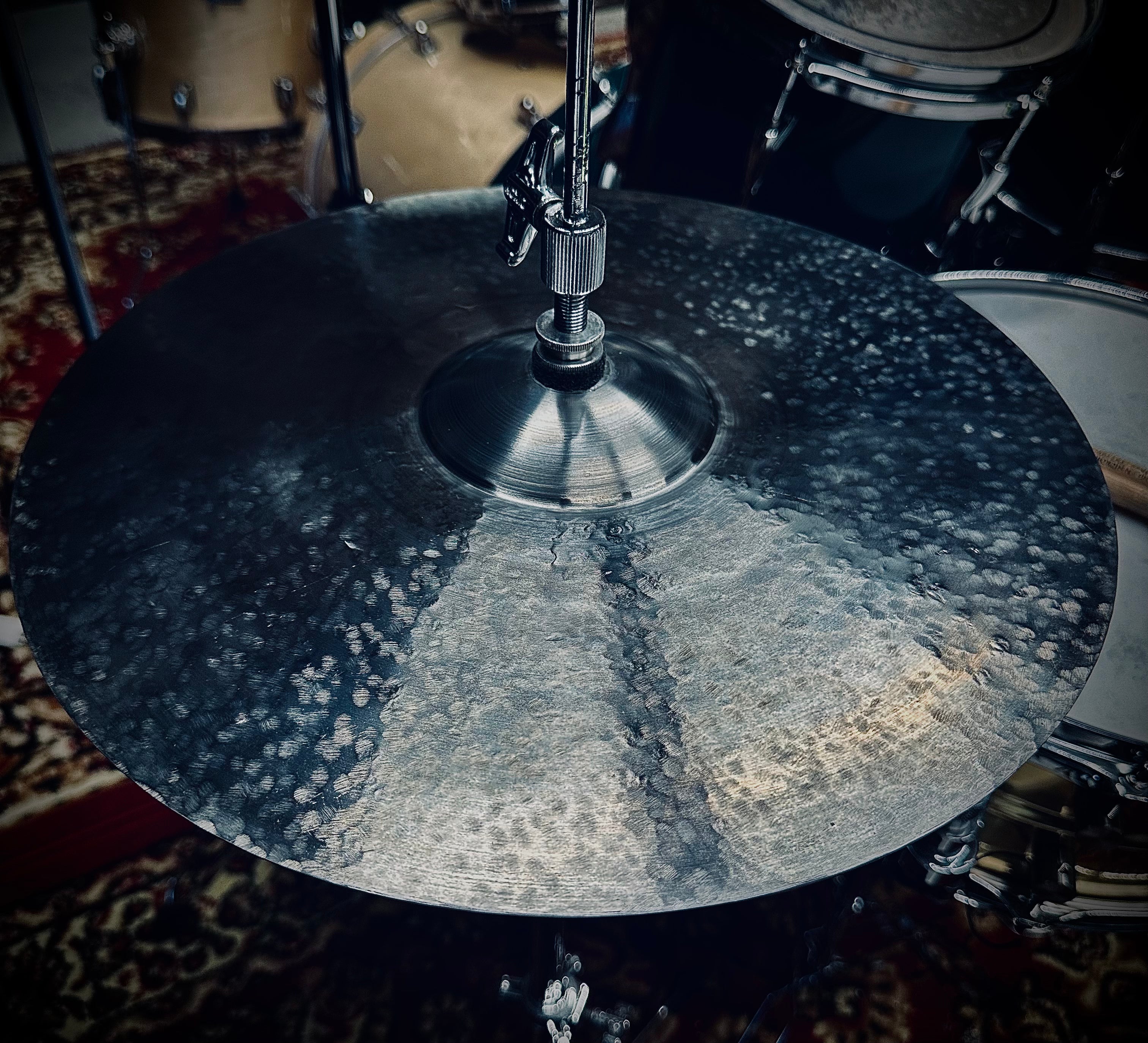 14 inch hi hat cymbals titanium handmade Kmicic Silver Titanium dry textured one of a kind